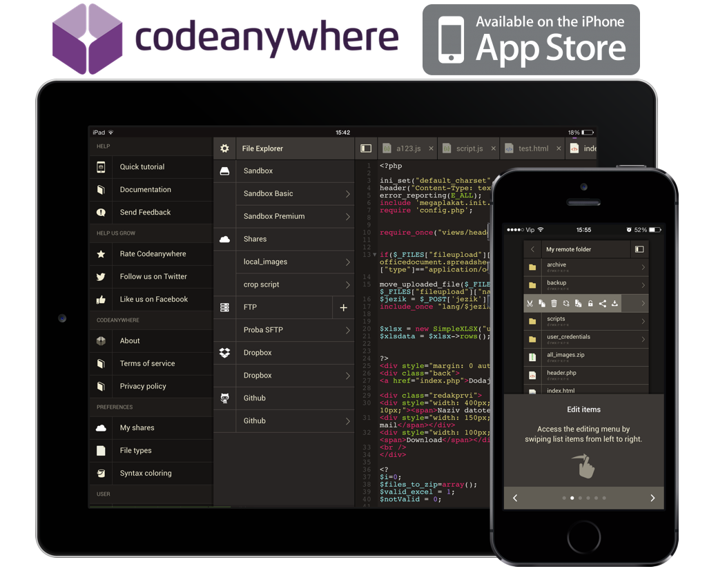 Codeanywhere mobile apps – completely new coding experience